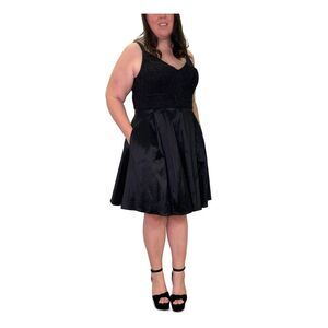 EMERALD SUNDAE Womens Black Sleeveless Knee Length Fit + Flare Dress 24